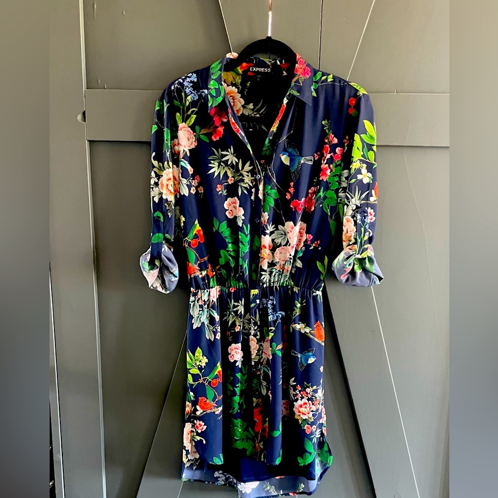 Express Portofino floral shirt dress